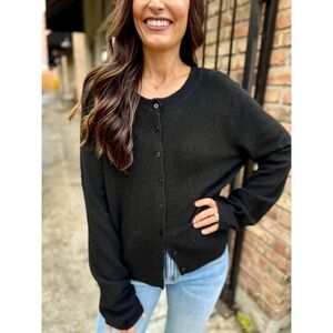 Z Supply Black Button-Front Lightweight Cardigan